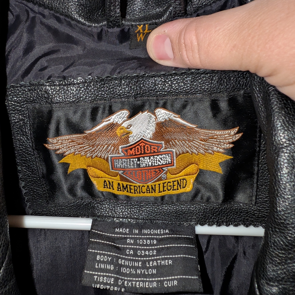 Harley-Davidson Black Leather Jacket with Fringe - Picture 3 of 3